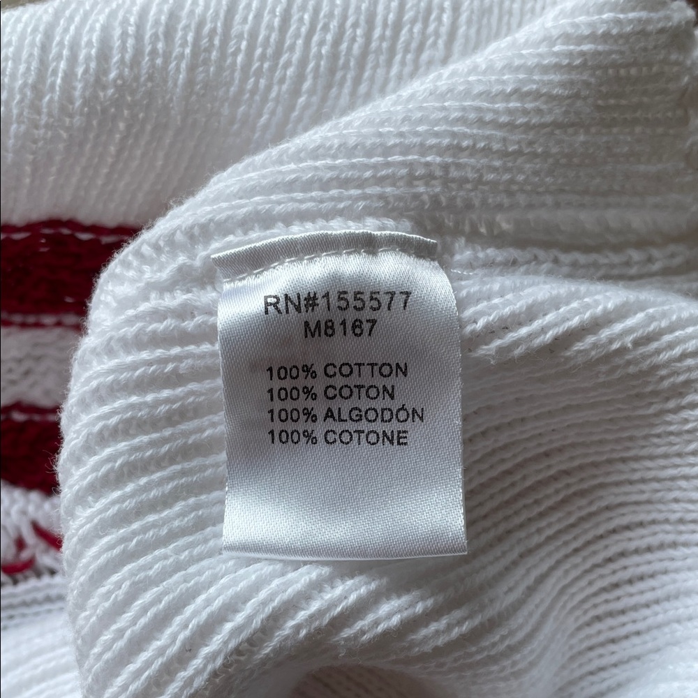 Miracle White and Red Crew Neck Sweater with Flag Design - Picture 3 of 4